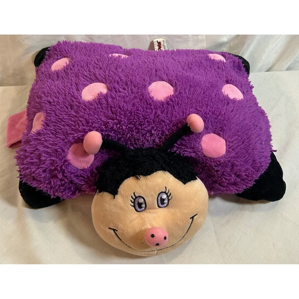 Pillow Pets Ladybug Plush 15in Purple Pink Polka Dot Limited Edition 2011 Kids